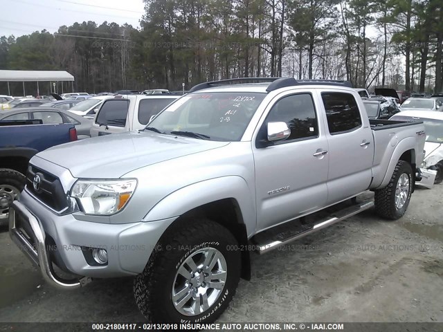 5TFMU4FN1DX017483 - 2013 TOYOTA TACOMA DOUBLE CAB LONG BED SILVER photo 2