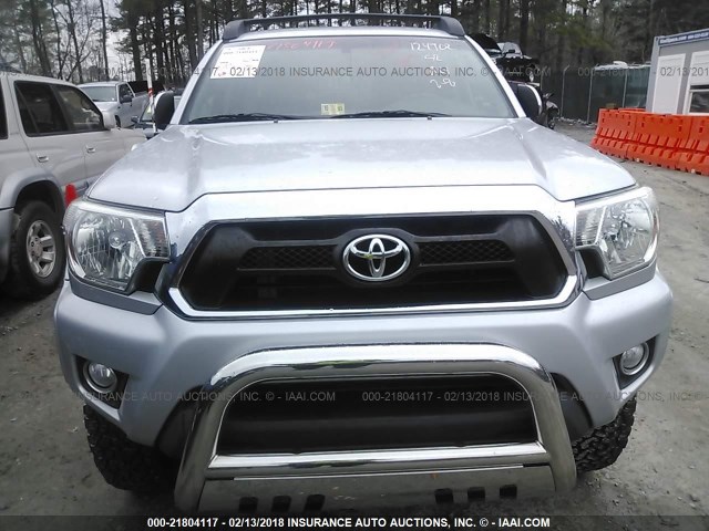 5TFMU4FN1DX017483 - 2013 TOYOTA TACOMA DOUBLE CAB LONG BED SILVER photo 6