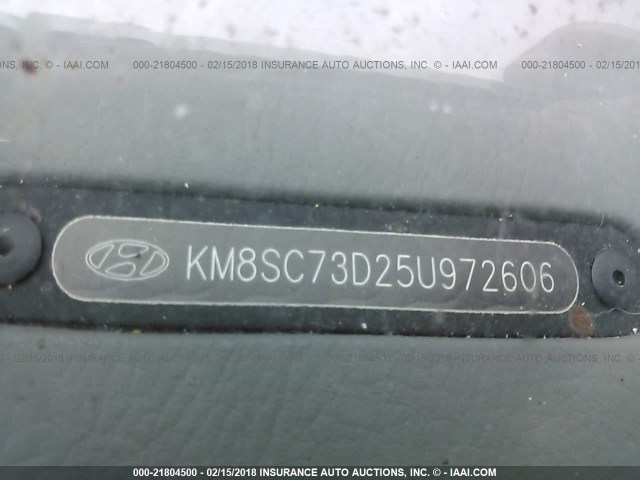 KM8SC73D25U972606 - 2005 HYUNDAI SANTA FE GLS/LX SILVER photo 9