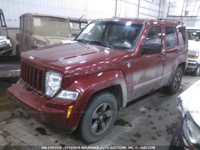 1J8GN28K88W106117 - 2008 JEEP LIBERTY SPORT RED photo 2