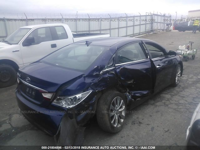 5NPEC4AC3DH575067 - 2013 HYUNDAI SONATA SE/LIMITED BLUE photo 4