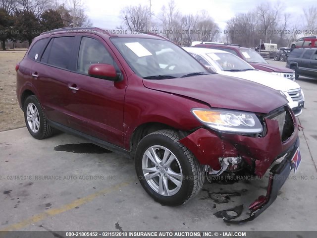 5XYZK3ABXCG137027 - 2012 HYUNDAI SANTA FE LIMITED RED photo 1