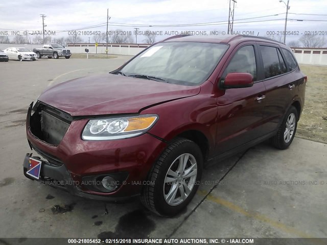 5XYZK3ABXCG137027 - 2012 HYUNDAI SANTA FE LIMITED RED photo 2