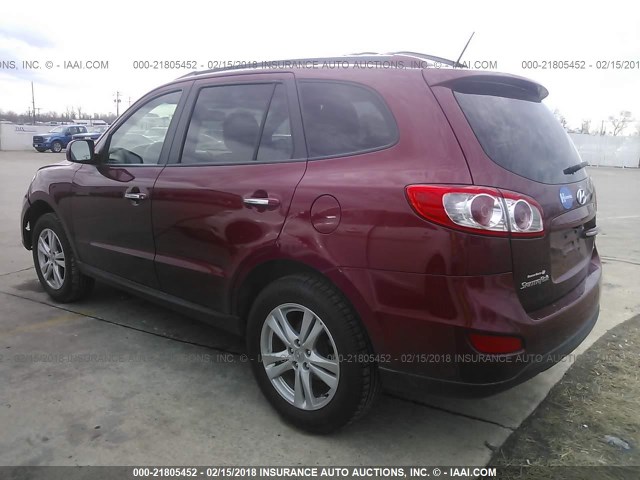 5XYZK3ABXCG137027 - 2012 HYUNDAI SANTA FE LIMITED RED photo 3