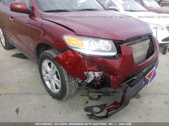 5XYZK3ABXCG137027 - 2012 HYUNDAI SANTA FE LIMITED RED photo 6