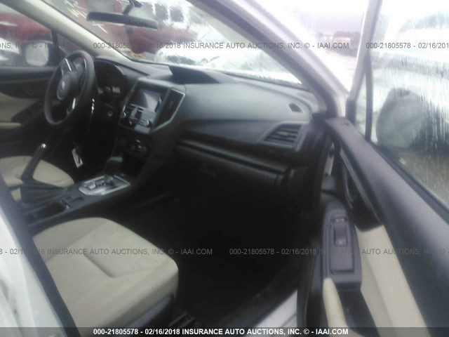 4S3GTAA67H3705791 - 2017 SUBARU IMPREZA WHITE photo 5