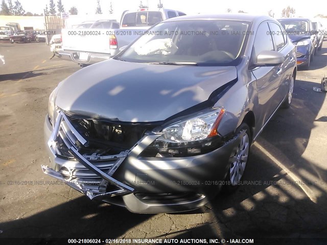 3N1AB7AP2EY226592 - 2014 NISSAN SENTRA S/SV/SR/SL GRAY photo 2