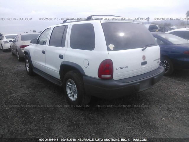 1D4HR38N73F589000 - 2003 DODGE DURANGO SPORT WHITE photo 3