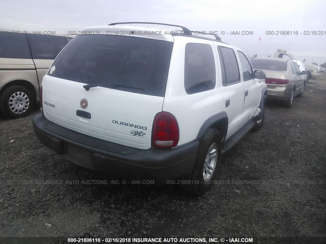 1D4HR38N73F589000 - 2003 DODGE DURANGO SPORT WHITE photo 4