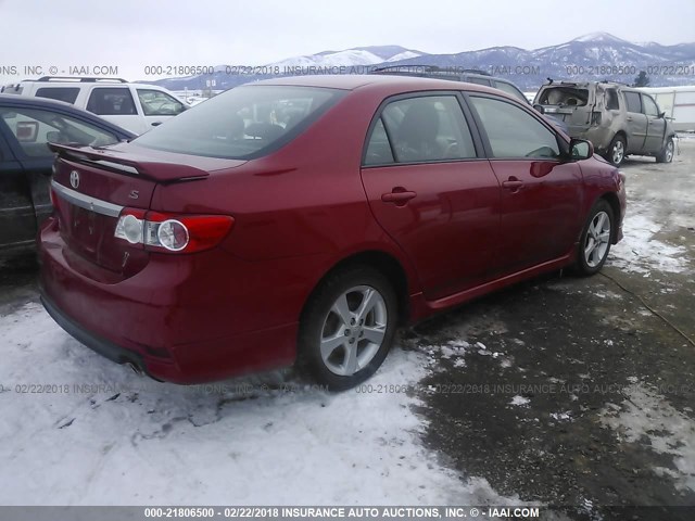 2T1BU4EE1DC100810 - 2013 TOYOTA COROLLA S/LE RED photo 4