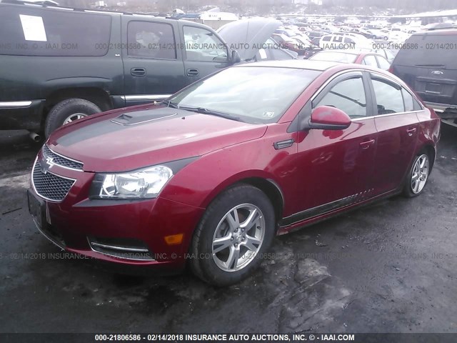 1G1PF5SC1C7139771 - 2012 CHEVROLET CRUZE LT RED photo 2