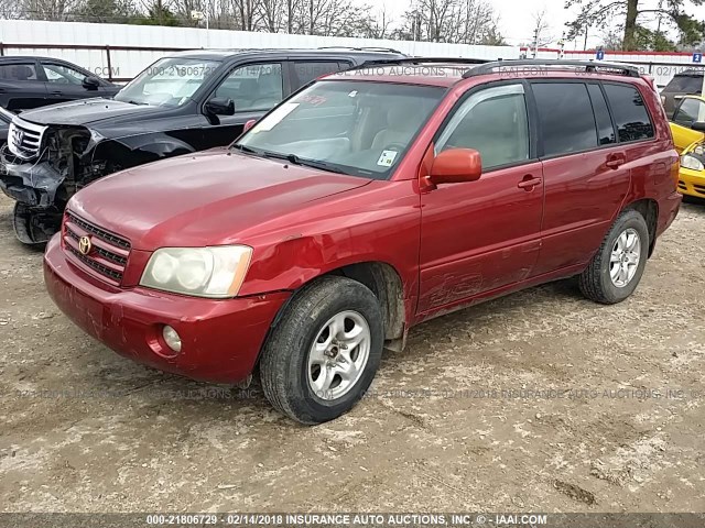 JTEGF21A320044427 - 2002 TOYOTA HIGHLANDER LIMITED RED photo 2