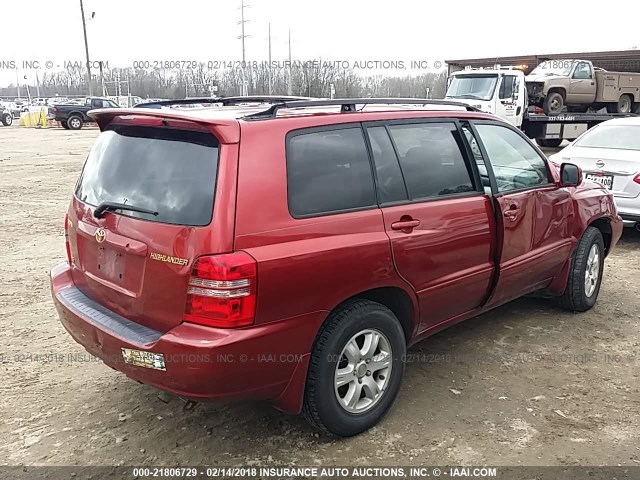 JTEGF21A320044427 - 2002 TOYOTA HIGHLANDER LIMITED RED photo 4