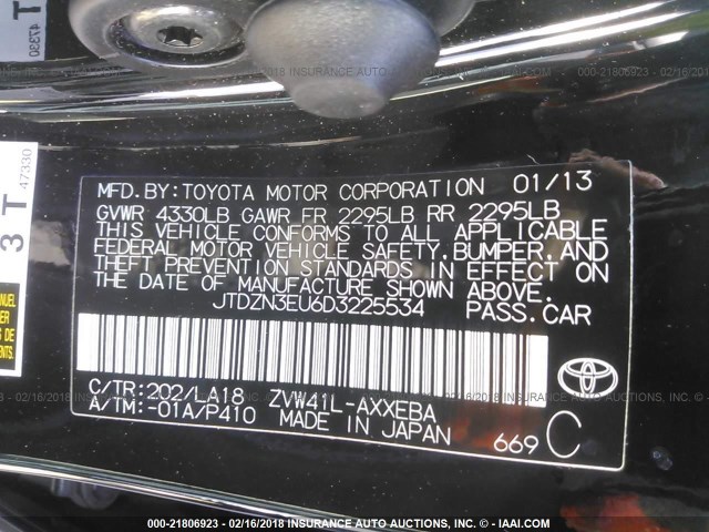 JTDZN3EU6D3225534 - 2013 TOYOTA PRIUS V BLACK photo 9