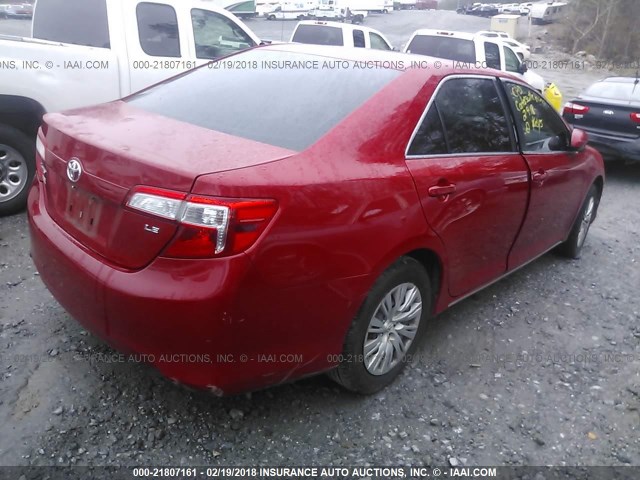4T1BF1FK3CU538318 - 2012 TOYOTA CAMRY SE/LE/XLE Қызыл фото 4