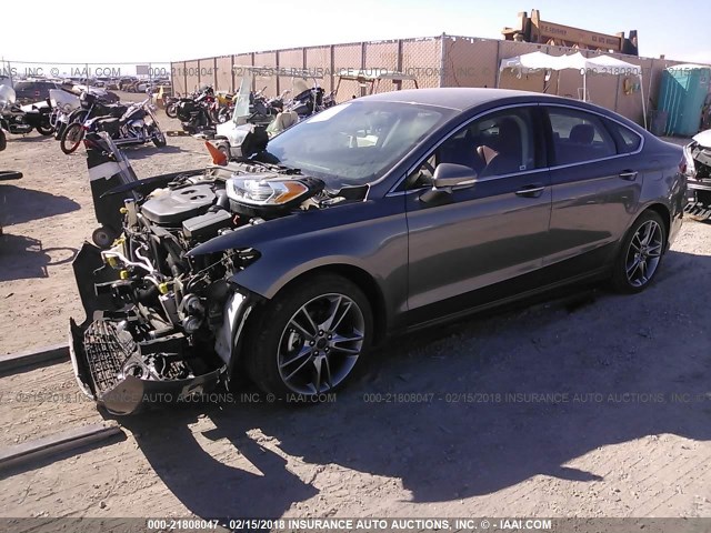 3FA6P0D9XER340932 - 2014 FORD FUSION TITANIUM GRAY photo 2