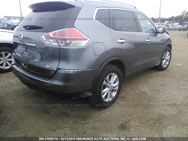 KNMAT2MT7GP719162 - 2016 NISSAN ROGUE S/SL/SV GRAY photo 4