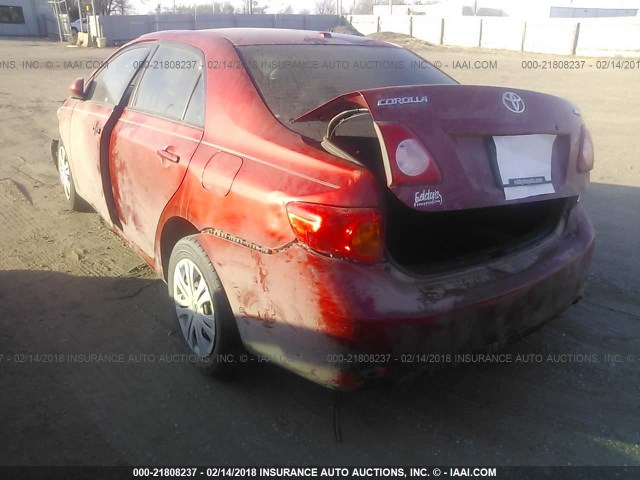 1NXBU40E19Z055168 - 2009 TOYOTA COROLLA S/LE/XLE MAROON photo 3