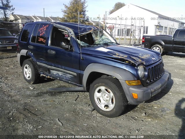 1J4GL48K27W665843 - 2007 JEEP LIBERTY SPORT Tünd mavi foto 1
