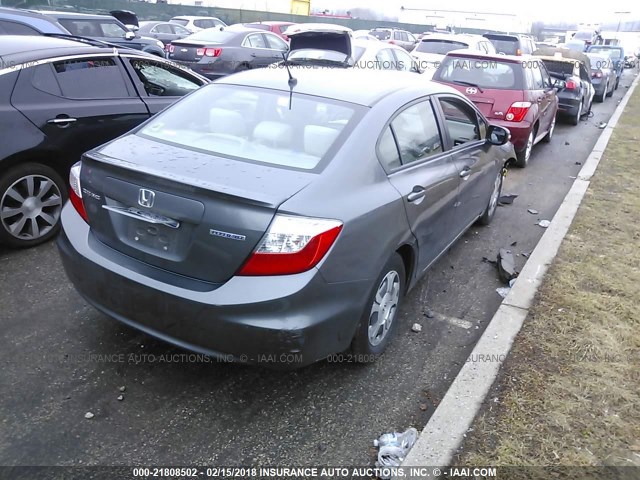 JHMFB4F29CS004303 - 2012 HONDA CIVIC HYBRID GRAY photo 4