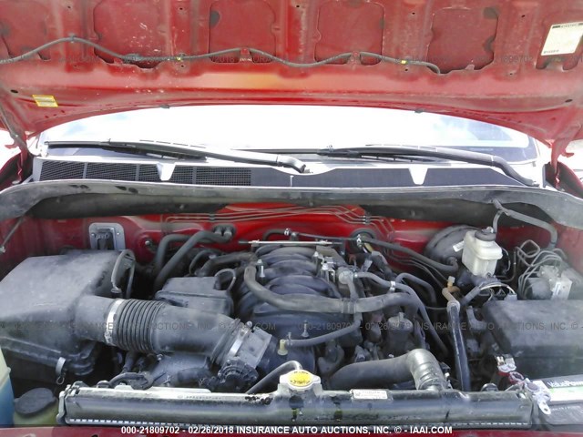 5TFRY5F11AX081192 - 2010 TOYOTA TUNDRA DOUBLE CAB SR5 RED photo 10