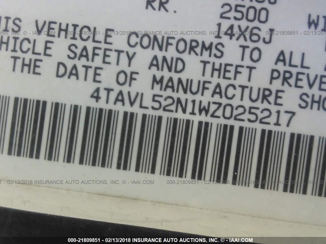 4TAVL52N1WZ025217 - 1998 TOYOTA TACOMA XTRACAB BLACK photo 9