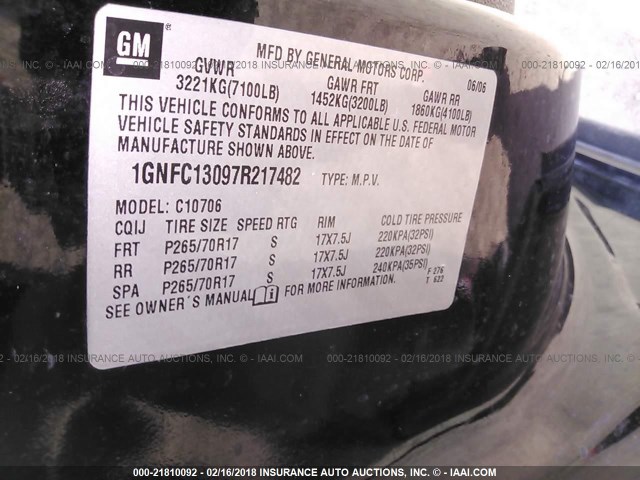 1GNFC13097R217482 - 2007 CHEVROLET TAHOE C1500 BLACK photo 9