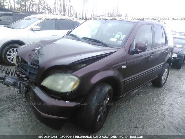 4JGAB72E01A241208 - 2001 MERCEDES-BENZ ML 430 ბურგუნდია ფოტო 2
