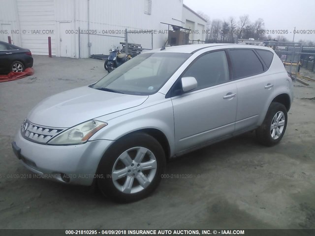 JN8AZ08W36W532100 - 2006 NISSAN MURANO SL/SE/S SILVER photo 2