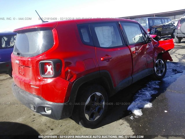 ZACCJBAT0GPC86869 - 2016 JEEP RENEGADE SPORT Կարմիր լուսանկար 4