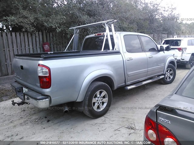 5TBET34166S537861 - 2006 TOYOTA TUNDRA DOUBLE CAB SR5 SILVER photo 4