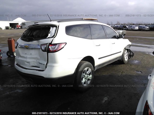 1GNKRFKD1FJ145737 - 2015 CHEVROLET TRAVERSE LS WHITE photo 4