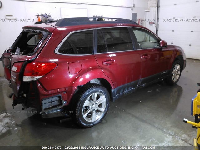 4S4BRBCC6E3302118 - 2014 SUBARU OUTBACK 2.5I PREMIUM RED photo 4