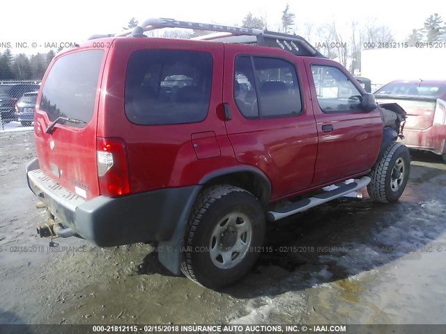 5N1ED28Y21C573610 - 2001 NISSAN XTERRA XE/SE RED photo 4