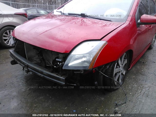 3N1AB6APXCL649246 - 2012 NISSAN SENTRA 2.0/2.0S/SR/2.0SL RED photo 6