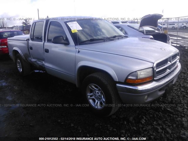 1D7HL48N83S104834 - 2003 DODGE DAKOTA QUAD SLT SILVER photo 1