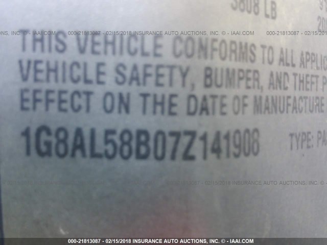 1G8AL58B07Z141908 - 2007 SATURN ION LEVEL 3 BLUE photo 9