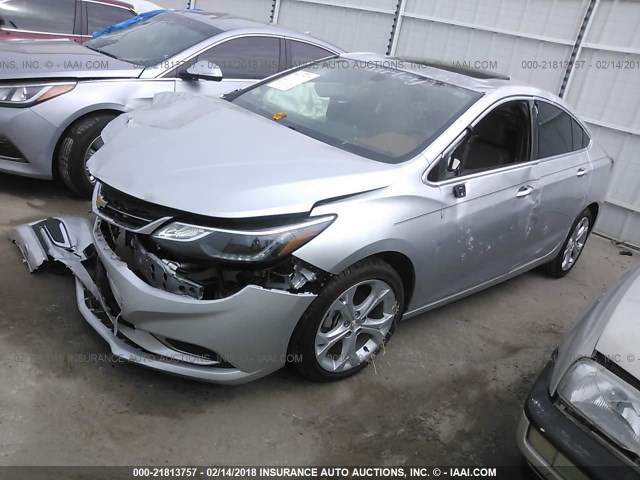 1G1BG5SM0G7309611 - 2016 CHEVROLET CRUZE PREMIER SILVER photo 2