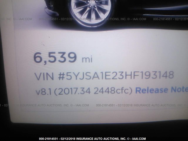 5YJSA1E23HF193148 - 2017 TESLA MODEL S GRAY photo 7
