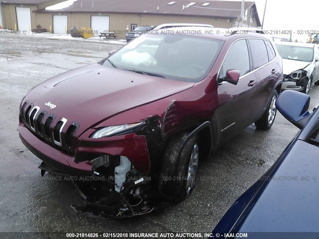 1C4PJMDS7EW266439 - 2014 JEEP CHEROKEE LIMITED RED photo 2