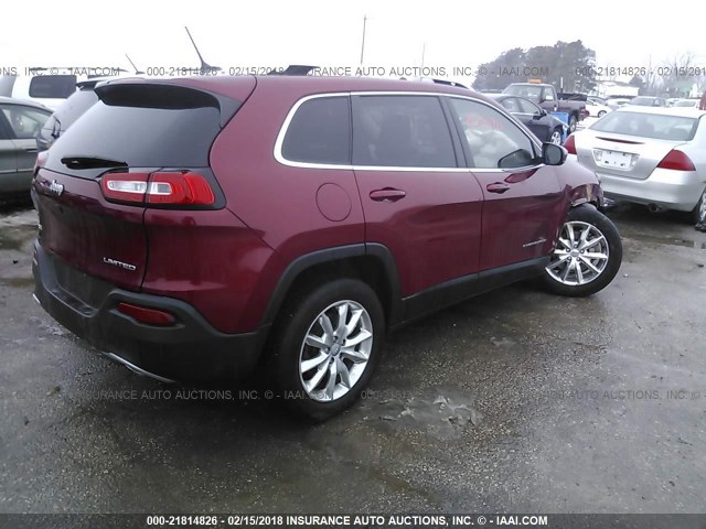 1C4PJMDS7EW266439 - 2014 JEEP CHEROKEE LIMITED RED photo 4