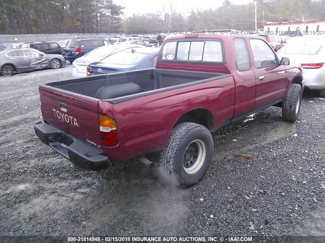 4TAWM72N2TZ106834 - 1996 TOYOTA TACOMA XTRACAB RED photo 4