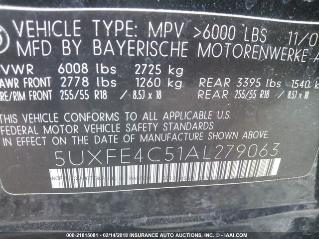 5UXFE4C51AL279063 - 2010 BMW X5 XDRIVE30I BLACK photo 9