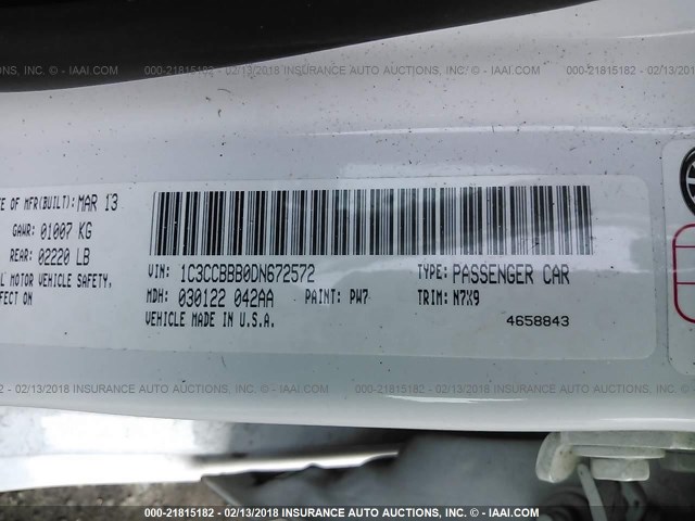 1C3CCBBB0DN672572 - 2013 CHRYSLER 200 TOURING WHITE photo 9