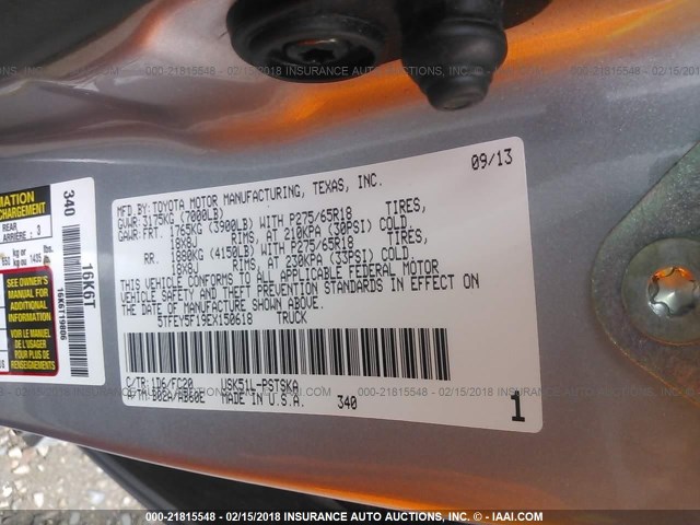 5TFEY5F19EX150618 - 2014 TOYOTA TUNDRA CREWMAX SR5 SILVER photo 9