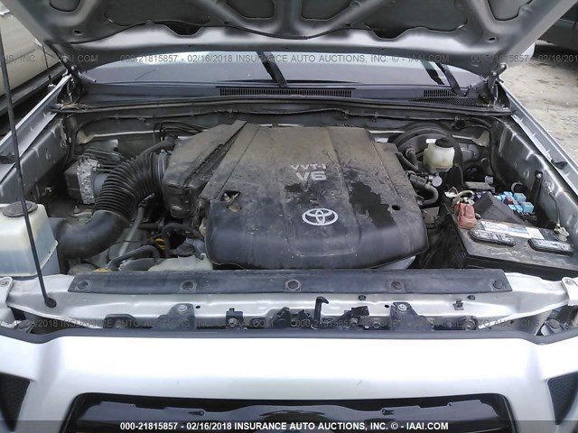 3TMLU4EN9AM054604 - 2010 TOYOTA TACOMA DOUBLE CAB ვერცხლისფერი ფოტო 10