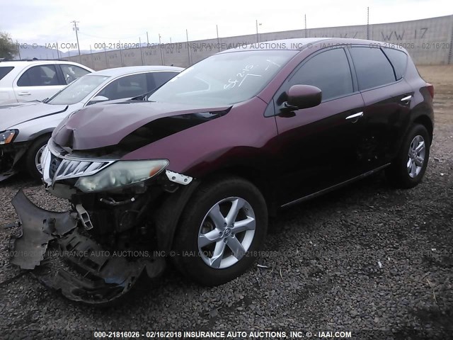 JN8AZ1MW3AW106170 - 2010 NISSAN MURANO S/SL/LE MAROON photo 2