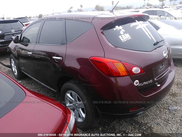 JN8AZ1MW3AW106170 - 2010 NISSAN MURANO S/SL/LE MAROON photo 3