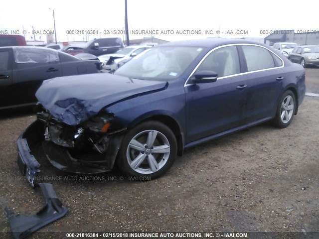 1VWBH7A38DC149633 - 2013 VOLKSWAGEN PASSAT SE BLUE photo 2