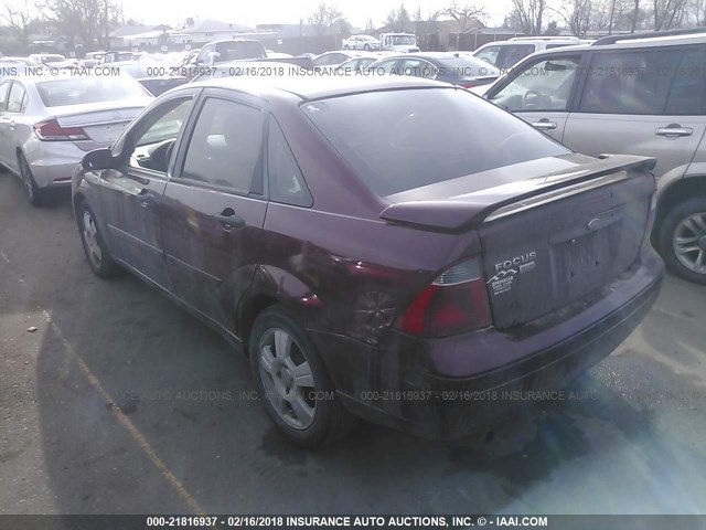 1FAHP34NX7W357494 - 2007 FORD FOCUS ZX4/S/SE/SES BURGUNDY photo 3